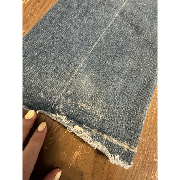 VTG 7 for all mankind jeans Light Wash Split Raw Hem USA Straight Leg Bootcut - Picture 8 of 13